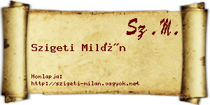 Szigeti Milán névjegykártya