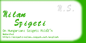 milan szigeti business card